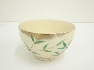 京焼　龍清造　色絵笹文茶碗